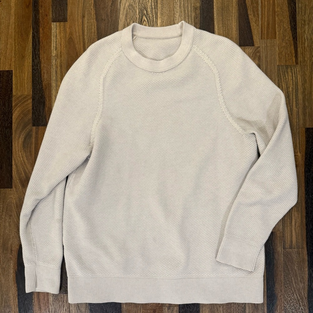 Lululemon Textured Knit Crewneck Sweater Mens Medium Ivory Cream